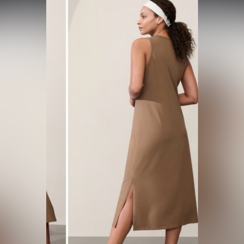Athleta Sleeveless Tan Midi Dress - Picture 2 of 9